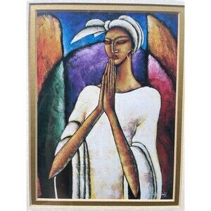 Vintage 1994 LaShun Beal Divine Signed Art Print Framed Black Art Spiritual